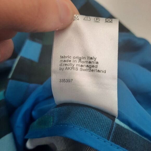 Akris Punto Plaid Jacket Lapis Juniper Cotton Business Designer Size 6 - Picture 6 of 6